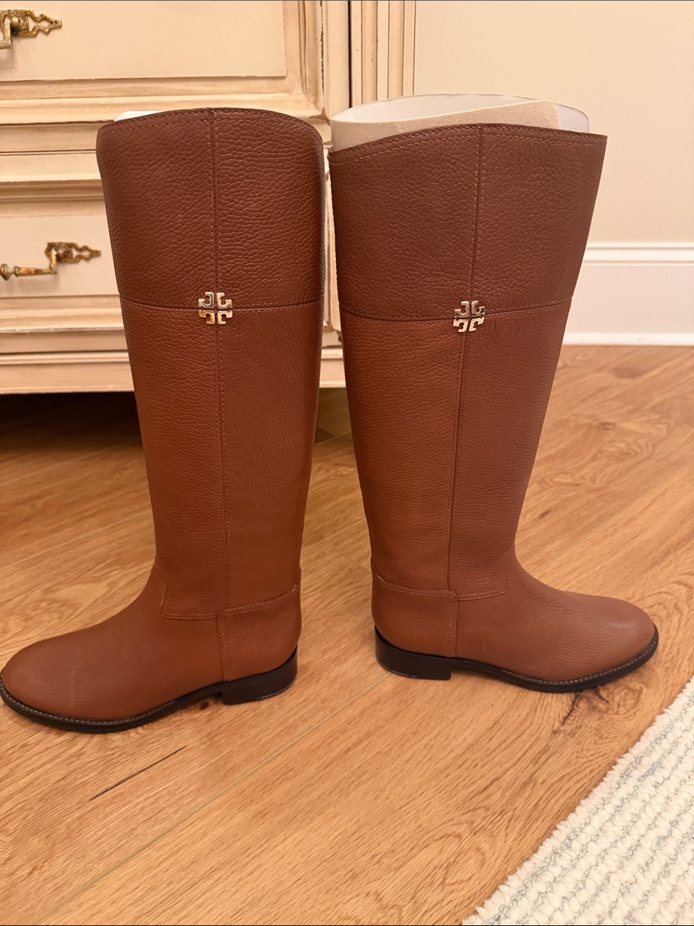 Tory Burch Jolie Riding Boot. Rustic Brown. Tumbled Leather